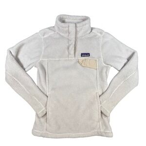 Patagonia Women's Fleece Snap-T Pullover Cream XS Polartech Thermal Pro